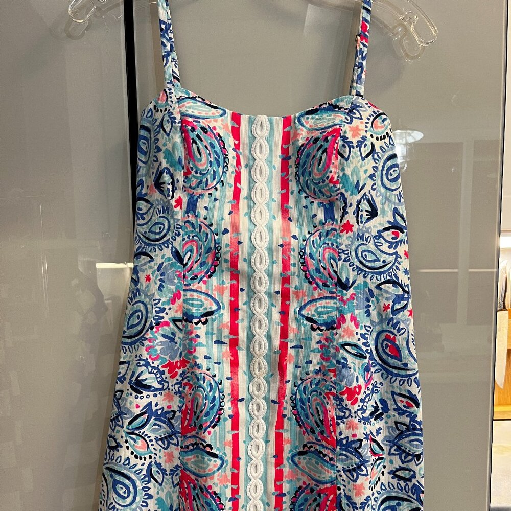 NWT Lilly Pulitzer Shelli Stretch Dress Resort White Stripes and Streamers Sz 0